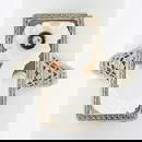 Antique Art Deco 14K White Gold Carved Shell Cameo Diamond Open Filigree Ring