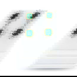 7.37 ctw Emerald and 1.12 ctw Diamond Platinum and 18K Yellow Gold Dangle Earrin