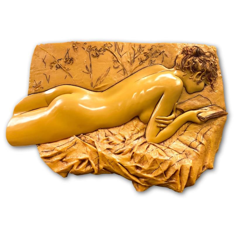 Romantic Novel by Gallo, Frank: "Romantic Novel" is a limited edition epoxy resin wall relief sculpture by Frank Gallo, numbered and hand signed by the artist. Includes Letter of Authenticity. Measures approx. 33" x 40" x 5". Due to