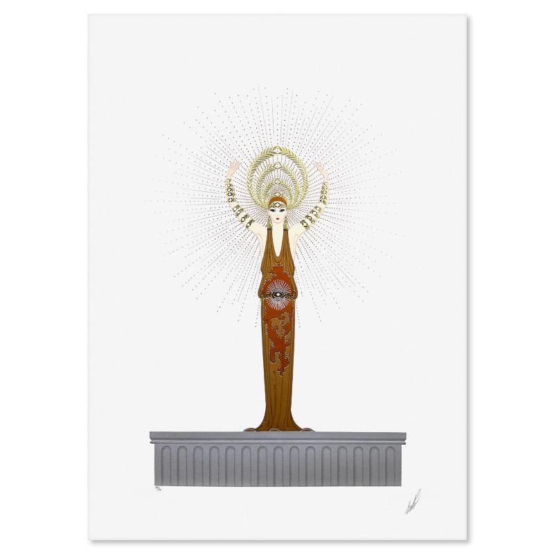 Diana by Erte (1892-1990): "Diana" is a limited edition embossed serigraph on paper by Erte (1892-1990), numbered XV/CL and hand signed by the artist. Includes Letter of Authenticity. Measures approx. 34.5" x 24.5" (image).