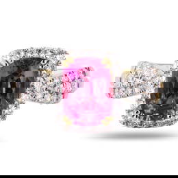 2.71 ctw Purplish-Pink Sapphire and 0.66 ctw Diamond 18K Yellow Gold Ring (GIA C