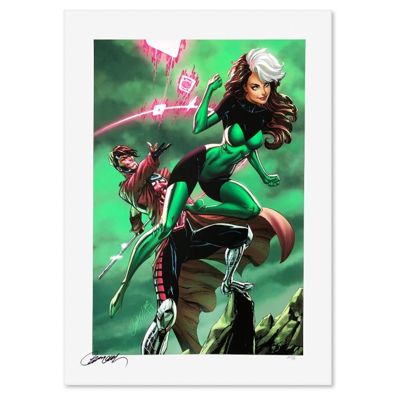Uncanny X-Men: Rogue & Gambit by Marvel Comics: "Uncanny X-Men: Rogue & Gambit" is a limited edition giclee on paper from Marvel Comics and J. Scott Campbell, PP numbered 3/4 and bearing the authorized signature of the artist. Includes Letter of Au