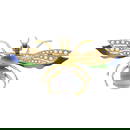 Vintage 14k Gold Agate Tigers Eye Pearl Green Blue Enamel Large Fly Brooch Pin