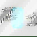 Platinum 4.55 ctw Elongated Step Cut Aquamarine & Old Cut Diamond Cocktail Ring