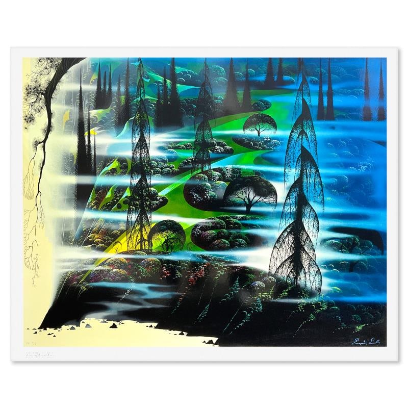 Beauty Beyond Believing by Eyvind Earle (1916-2000): "Beauty Beyond Believing" is a limited edition printer's proof serigraph on paper by Eyvind Earle (1916-2000), numbered 2/5 and hand signed by the artist. Includes Letter of Authenticity. Measures app