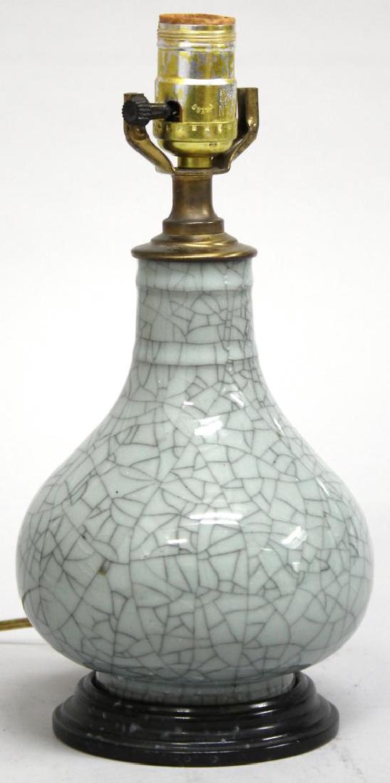 Asian Crackle Glaze Gray Ceramic Lamp (1 of 3)