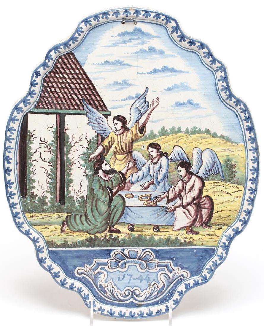 Delft Ceramic Painted Shaped Wall Plaque, Vintage (1 of 2)