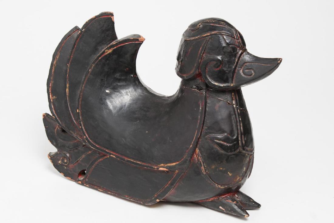 Asian Carved & Red-Stained Wood Duck Figure (1 of 4)