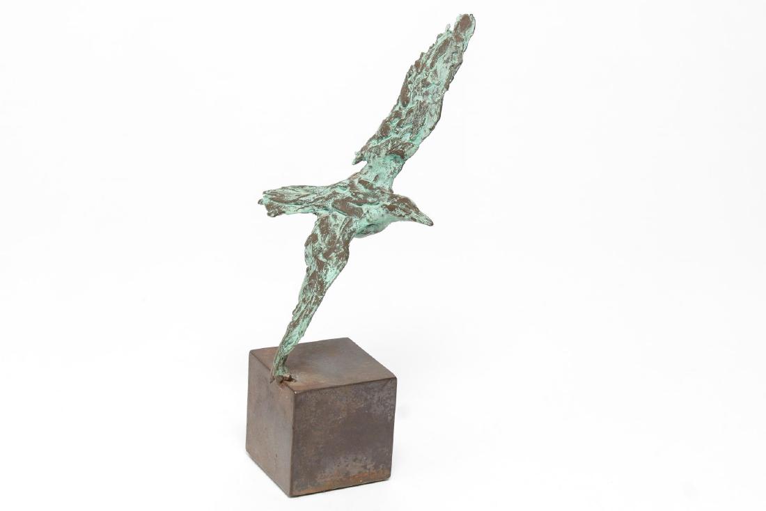 Illegibly Signed Bronze Seagull Tabletop Sculpture (1 of 7)