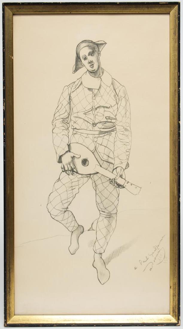 Illegibly Signed, Jester with Lute-Lithograph (1 of 3)