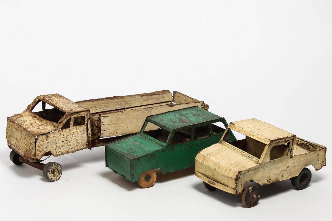 Vintage Toys-3 Folk Art Painted Sheet Metal Trucks (1 of 7)