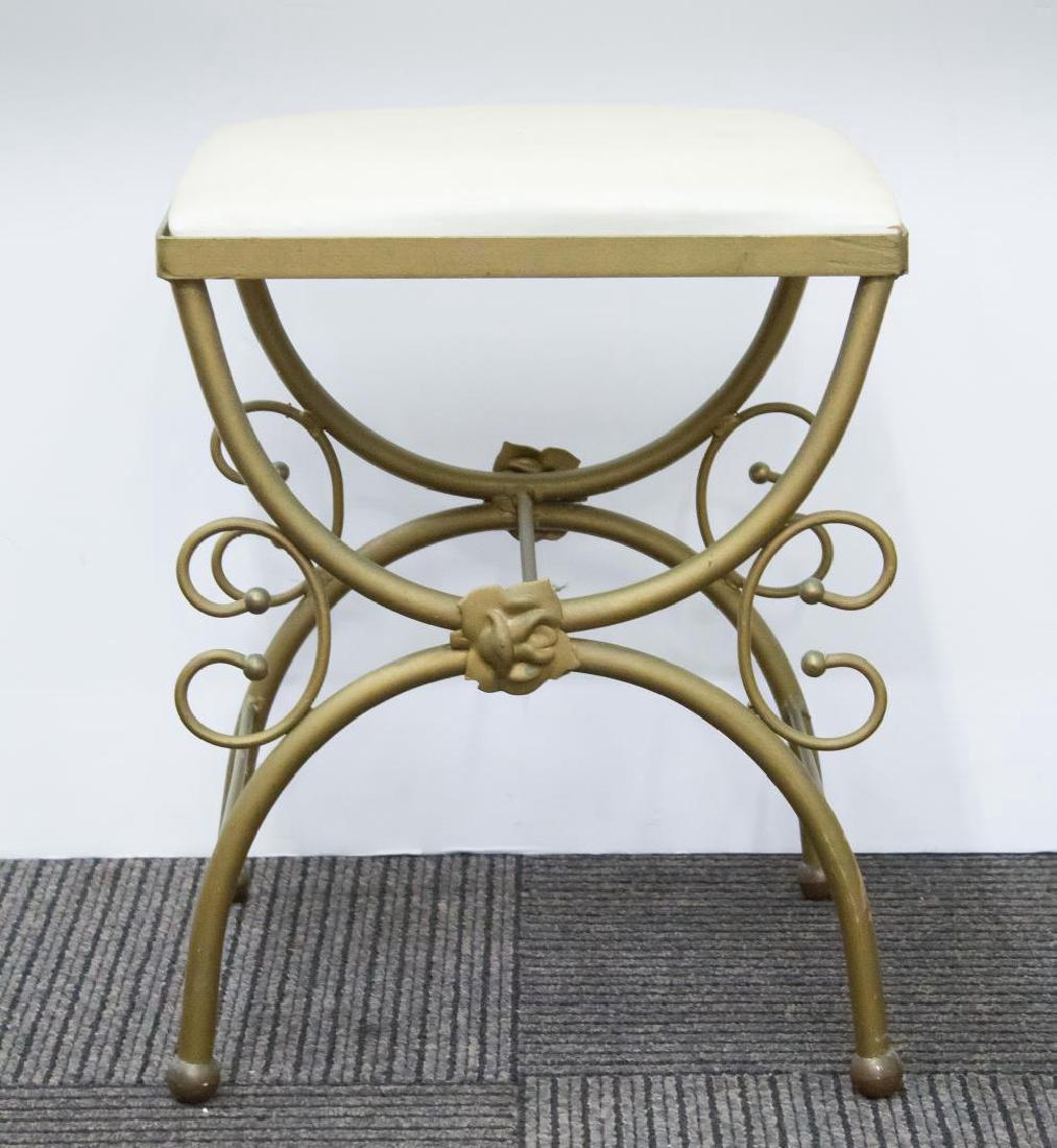 Hollywood Regency Gilt Wrought Iron Stool (1 of 2)
