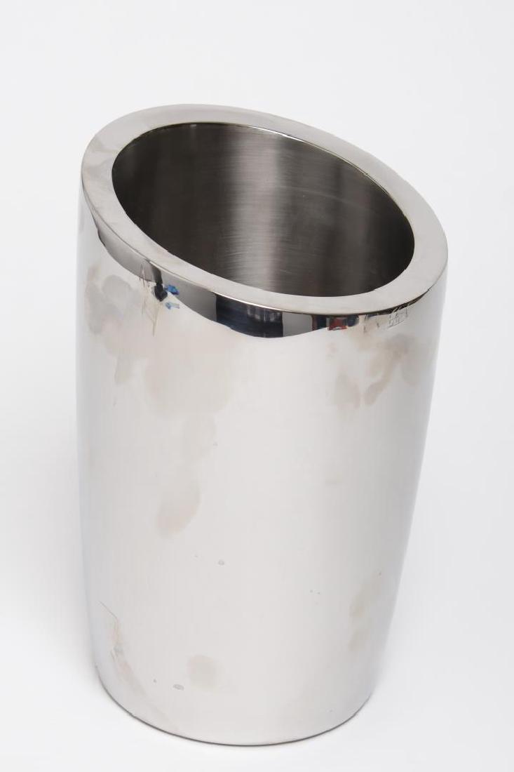 French Modernist Wine Cooler- Couzone "Boheme": Stainless steel modernist wine cooler, marked on the underside. 9" H.