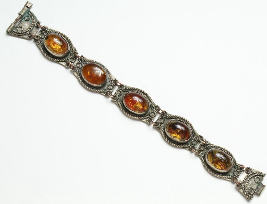 Tribal Amber & Silver-Tone Bracelet (1 of 2)