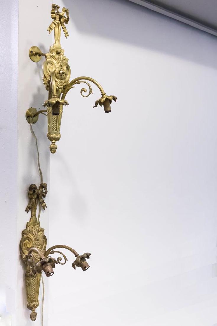 Neoclassical-Style Gilt Metal 2-Light Wall Sconces (1 of 9)