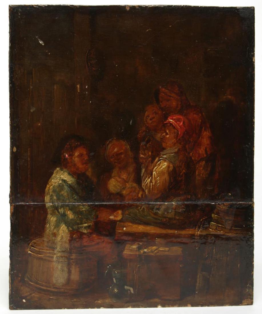 Dutch School- Tavern Scene Oil on Panel, Antique (1 of 3)