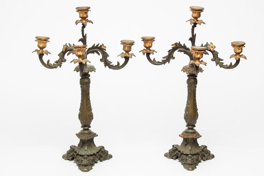 Victorian Bronzed & Gilt Iron 4-Light Candelabra (1 of 4)