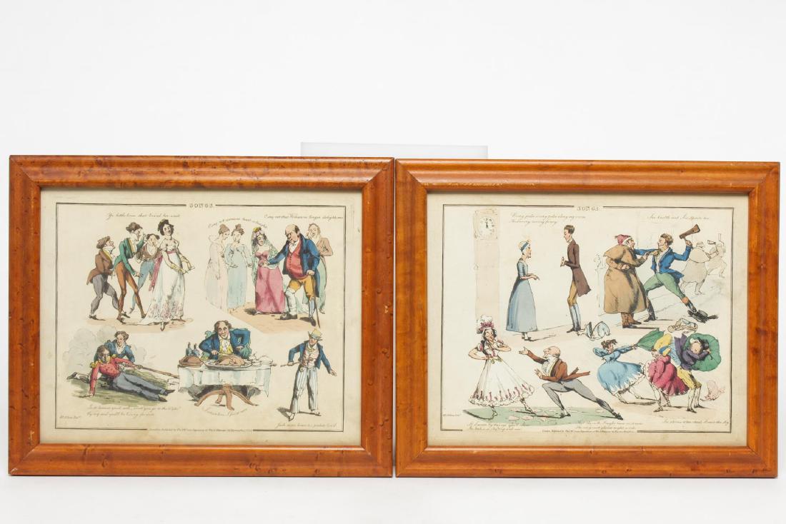 Thos McLean Publishing- Colored Engravings, 2: Thos McLean Publishing colored engravings, "Songs" illustration by Henry Thomas Alken. 8.75" H X 11" W; frame: 11" X 13.25".