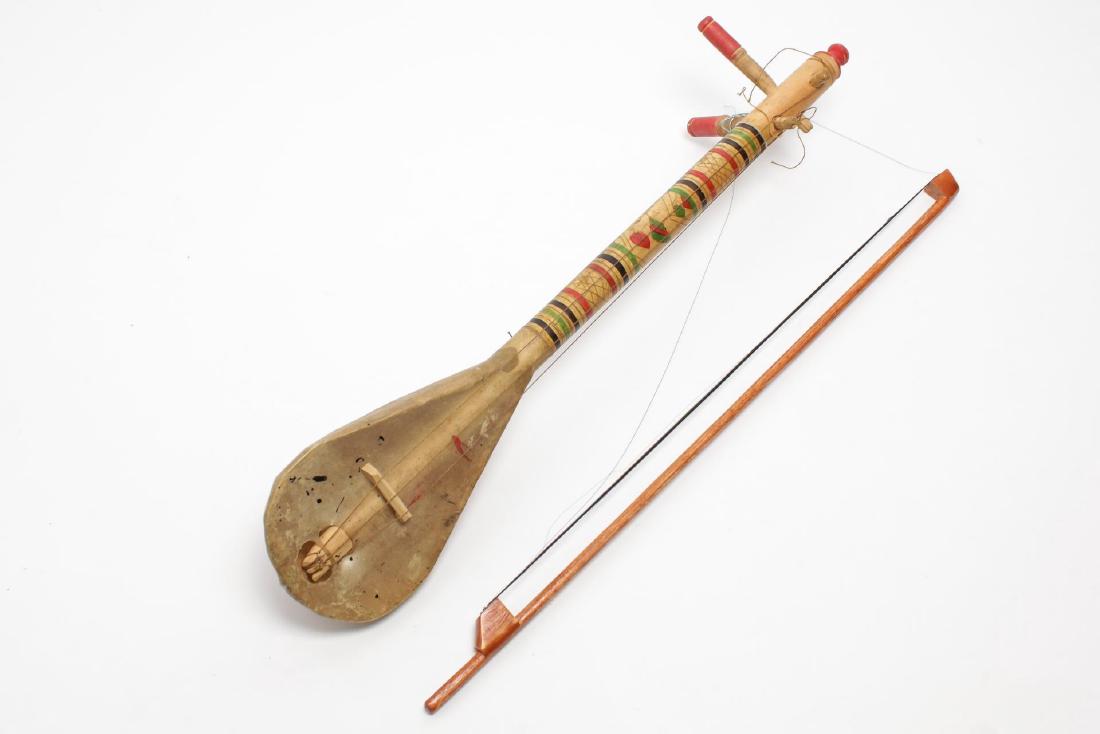 Ethnographic Lute Instrument & Bow, Painted (1 of 1)