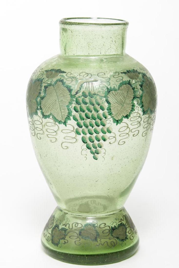 German Intaglio Cut & Painted Glass Vase, 19th C. (1 of 6)