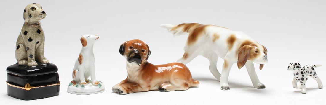 Dog Figurines, Group of 5 Porcelain & Glass (1 of 6)