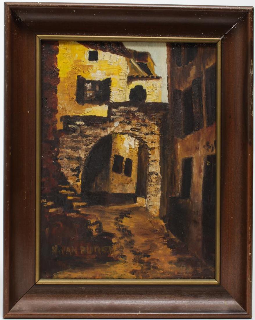 Signed Nivan Buren, Architectural Landscape- Oil (1 of 5)
