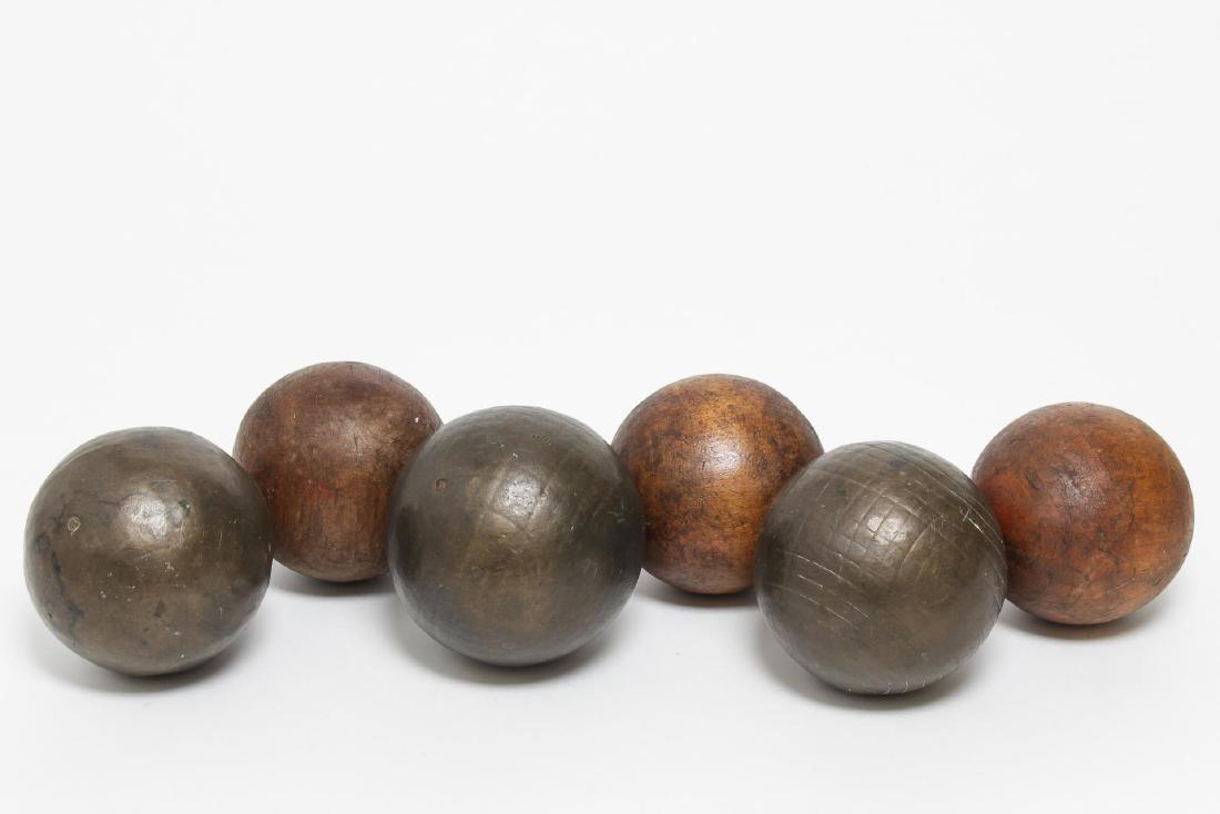 Antique Metal & Wood Carpet Balls, Group of 6 (1 of 2)