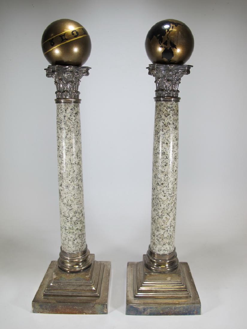 Vintage pair of Masonic silverplate & marble columns (1 of 8)
