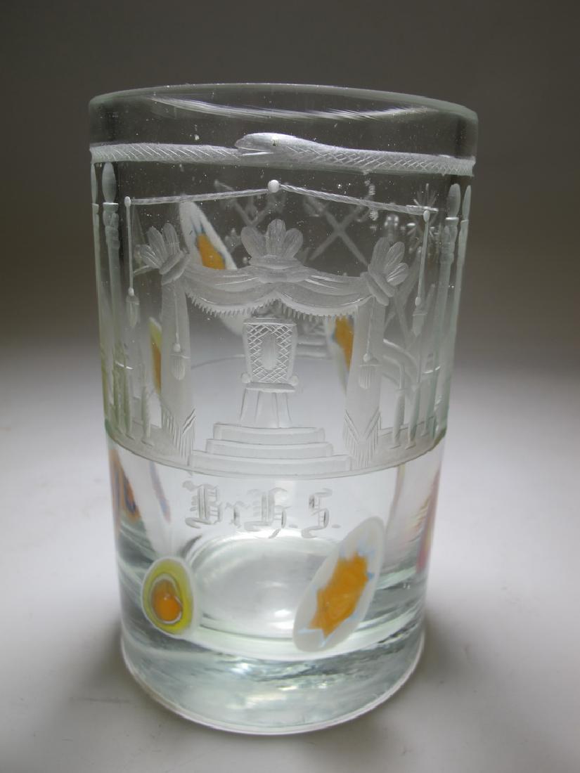 Antique masonic Bohemian peacock glass vase (1 of 8)