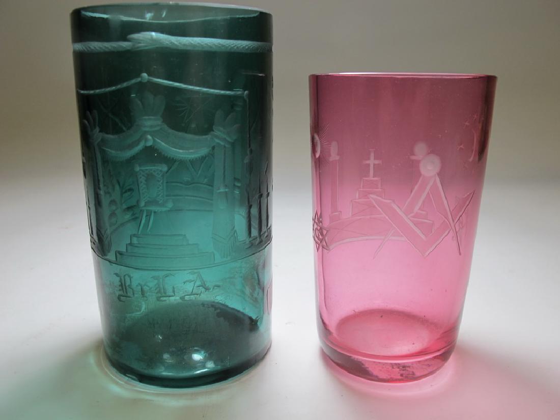 Lot of two vintage Masonic color tumblers (1 of 8)