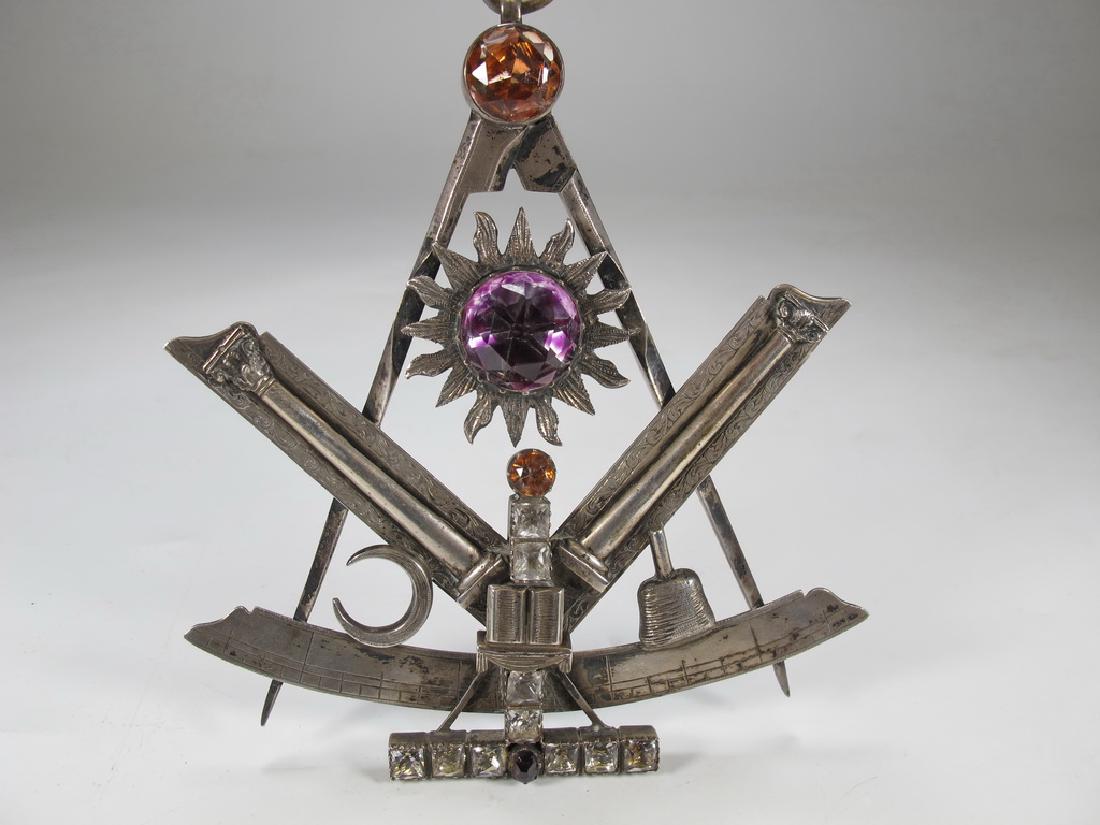 Antique large Masonic silver & glass compass jewel (1 of 7)
