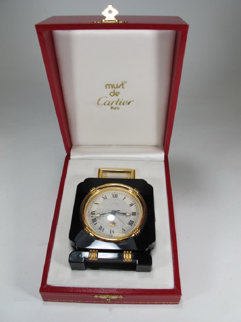 Cartier quartz Swiss black onyx desktop clock (1 of 6)
