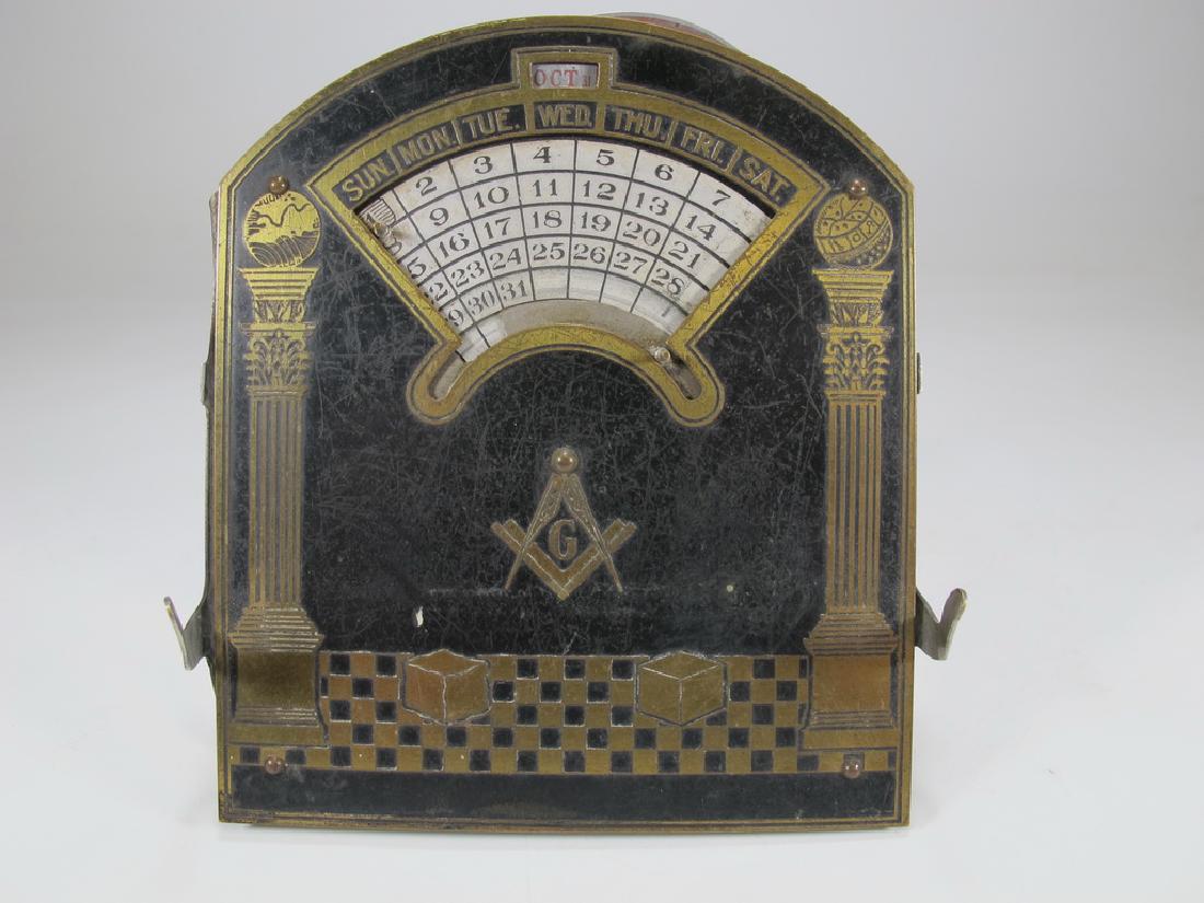 Antique Masonic perpetual desk metal calendar (1 of 6)