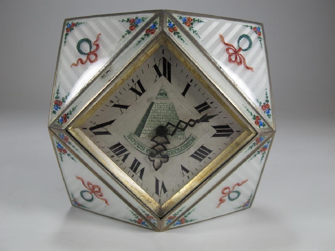 Geneva Clock Co Masonic sterling & enamel desk clock (1 of 7)
