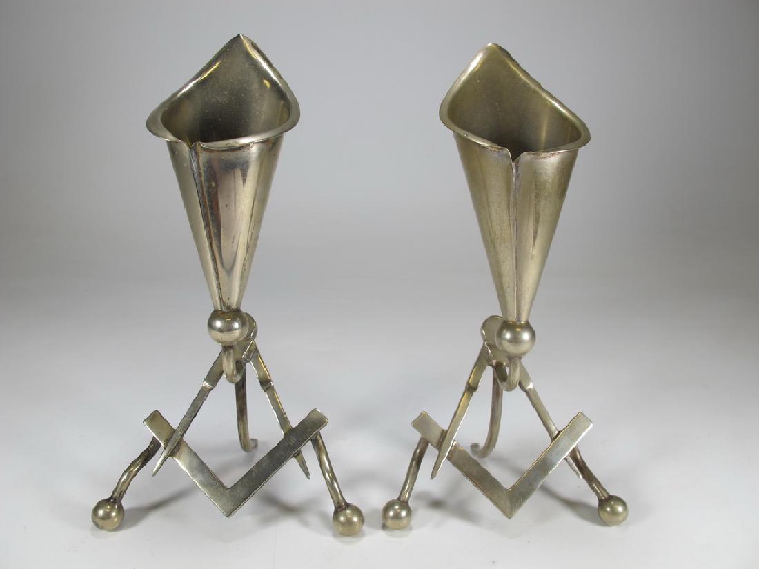 Antique pair of Masonic EPNS electroplated flower vases (1 of 7)