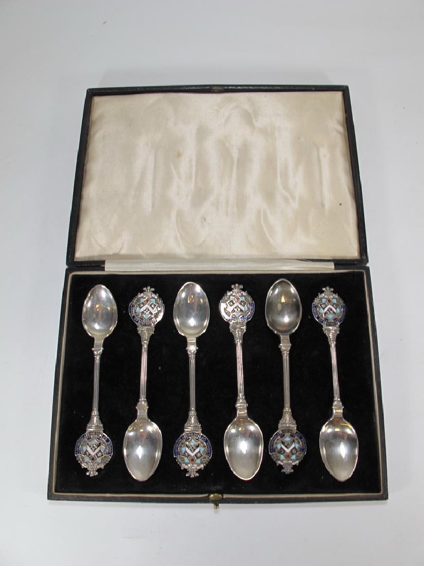 Antique Masonic set of 6 silver spoons circa 1922 (1 of 5)