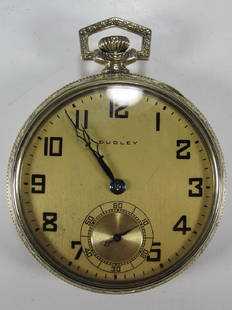 Vintage Dudley Masonic 14k gold filled pocket watch: Vintage Dudley Masonic 14k gold filled pocket watch. 2 1/4" H x 1 3/4" W. Shipping in USA or International please contact both UPS stores for quote: James Lawrence, UPS Store 4356, 954-463-0444, Flori