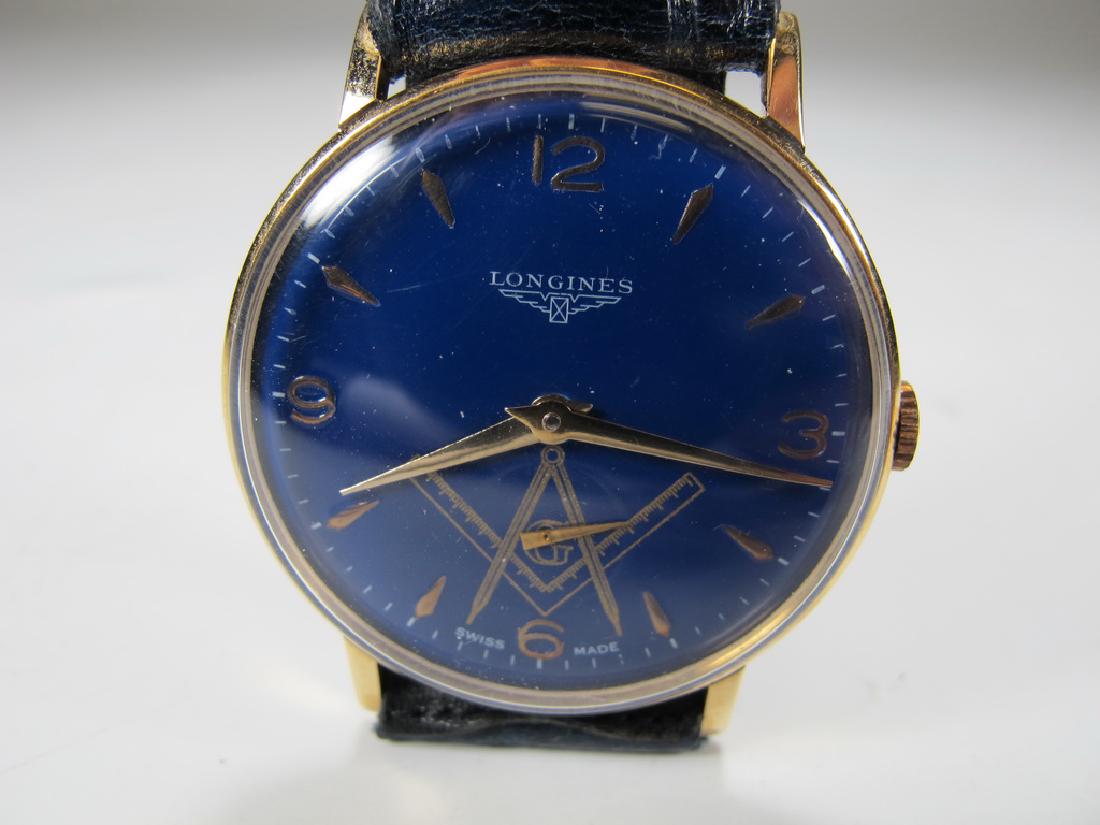 Vintage Masonic Longines 18k gold menâ€™s wrist watch (1 of 7)