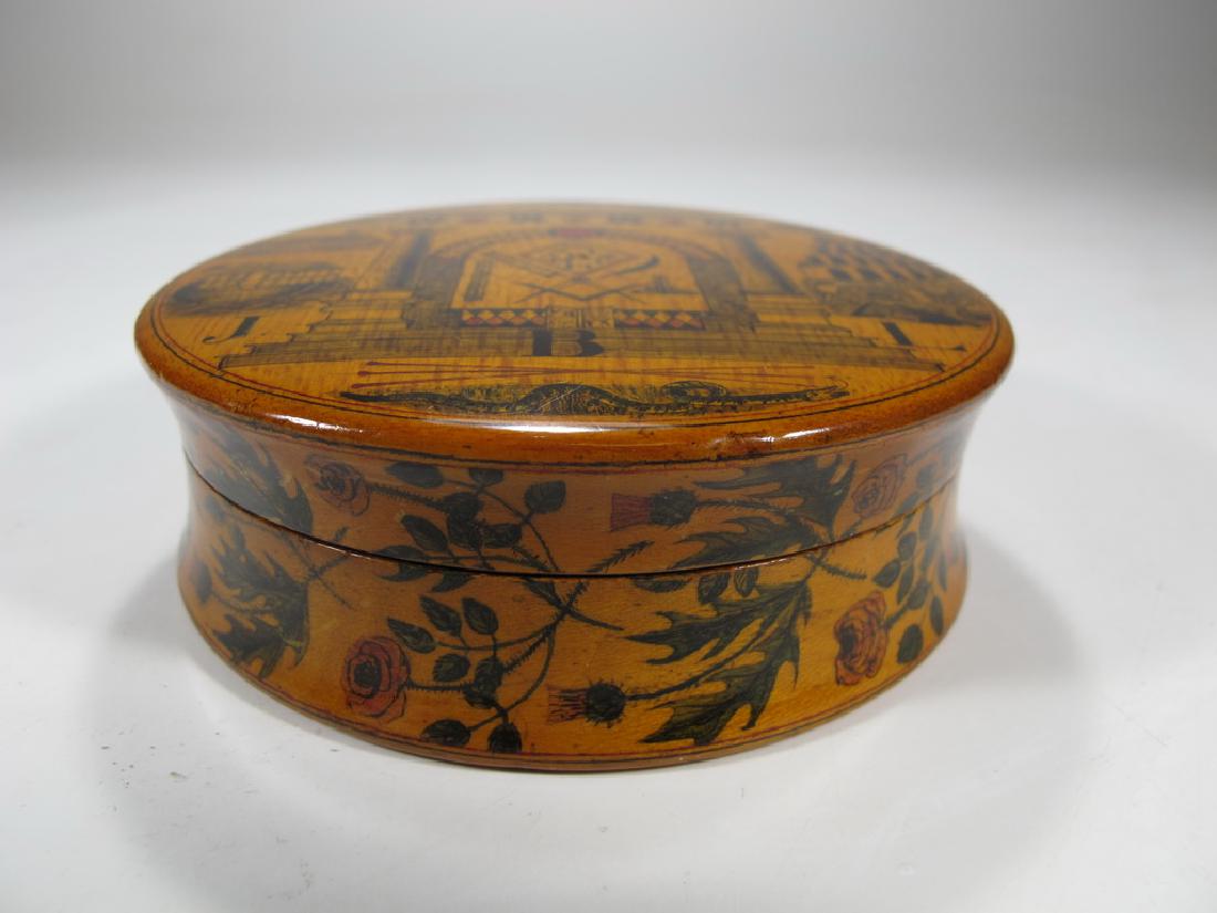 Antique Masonic wooden round snuff box (1 of 7)
