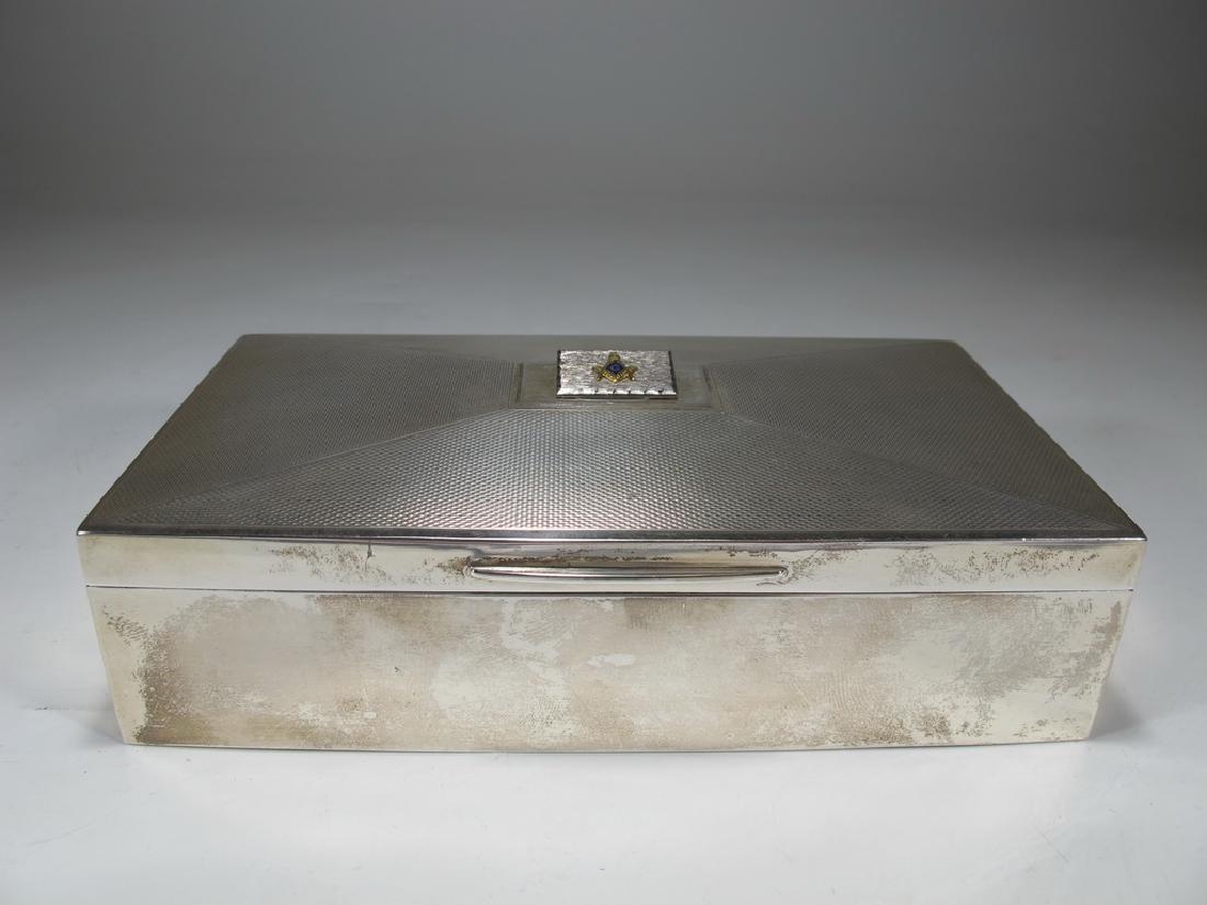 Antique English Masonic silver cigarette box (1 of 7)