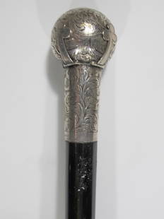 Masonic wooden & sterling walking stick: Masonic wooden & sterling walking stick with a ball and cross fob. This Globe and Cross FOB represents the pinnacle in geometric design and craftsmanship for Masonic jewelry.Â In its closed position