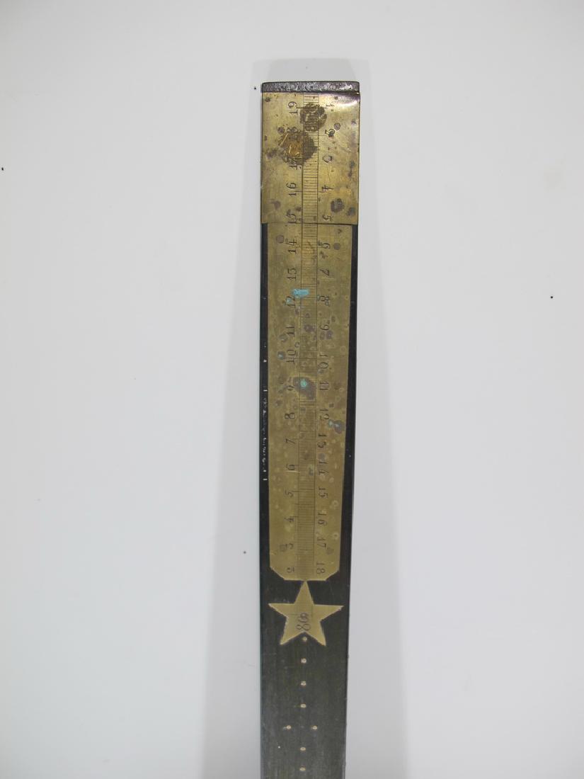 Masonic wood & bronze measuring ruler