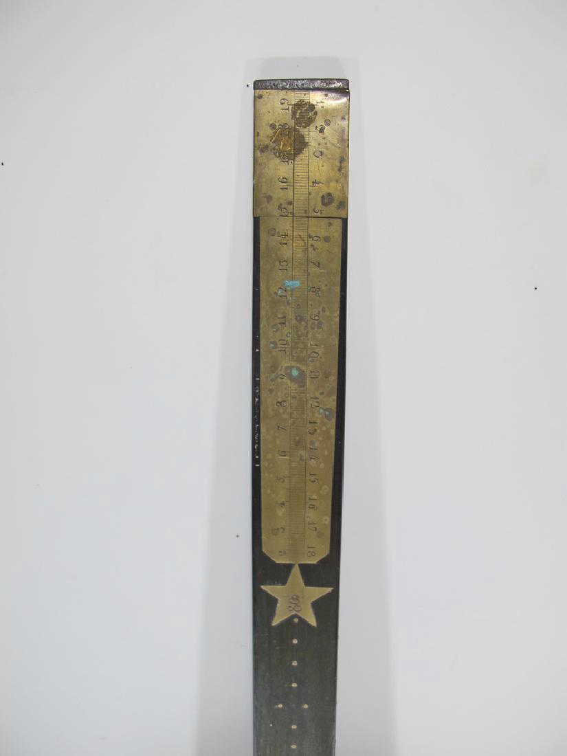Masonic wood & bronze measuring ruler