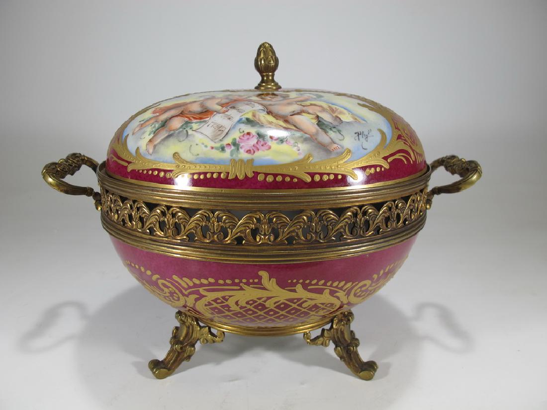 Antique French Sevres porcelain & bronze compote (1 of 7)