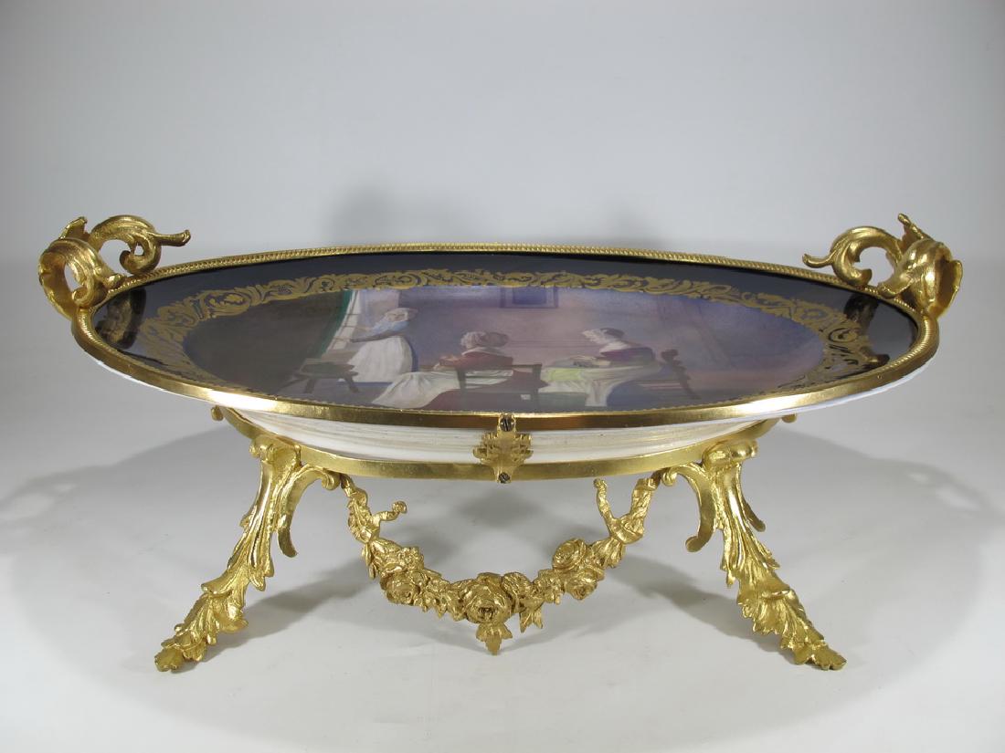 Antique French Sevres porcelain & gilt bronze tray (1 of 8)