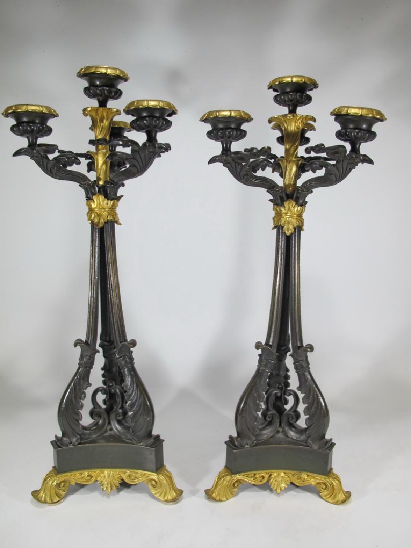 19th C French pair of bronze candelabras (1 of 8)