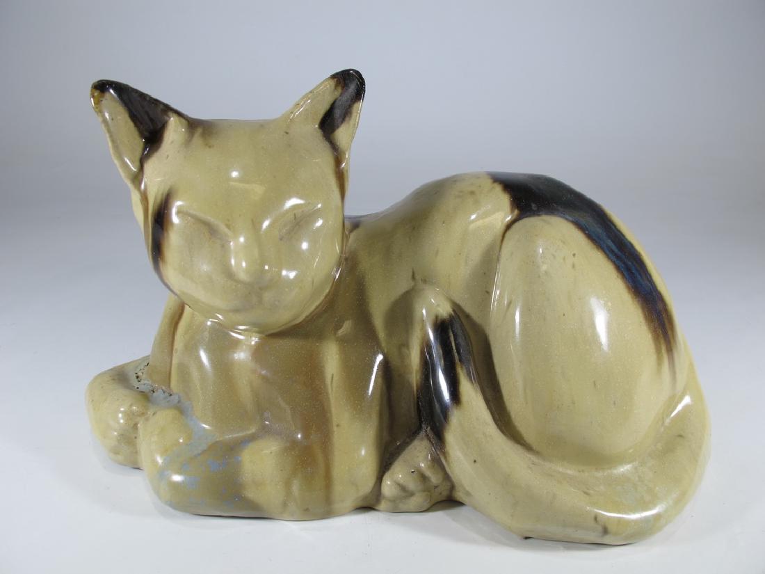 Asrts & Crafts Fulper sleeping cat pottery door stop (1 of 6)