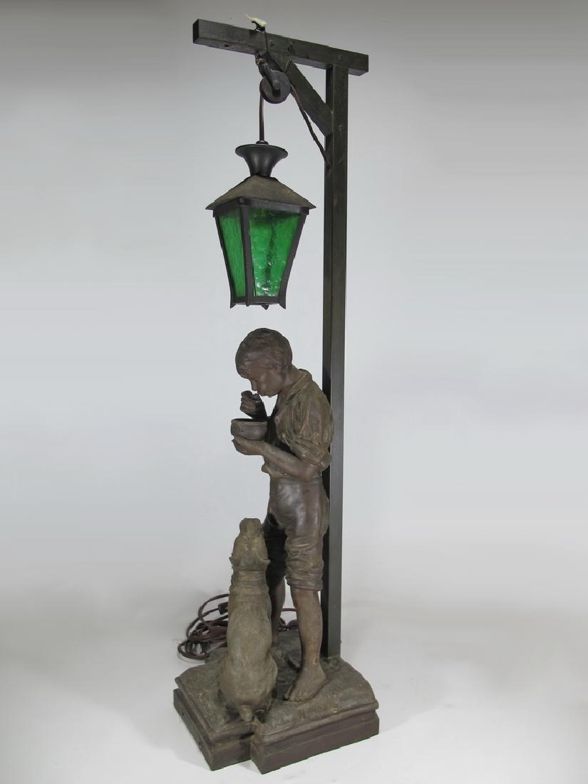 La Bonne Soupe by Rosseau antique spelter lamp (1 of 10)