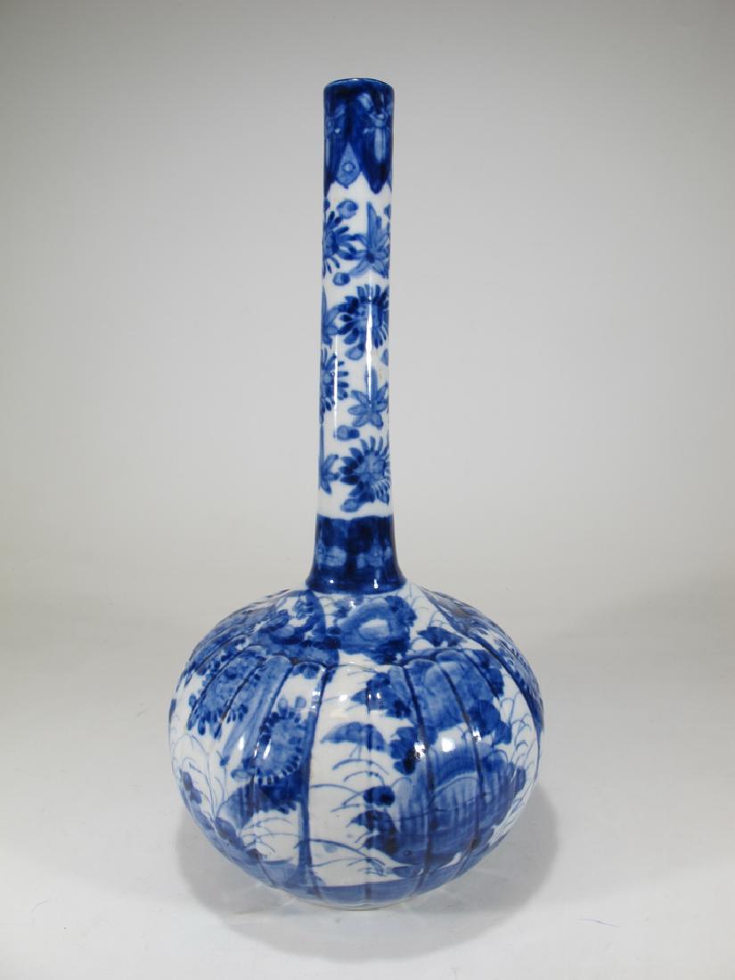 Antique Japanese blue & white porcelain vase: Antique Japanese blue & white porcelain vase. 14 1/2" H x 6 3/8" W. Shipping in USA or International please contact both UPS stores for quote: James Lawrence, UPS Store 4356, 954-463-0444, FloridaUPS@