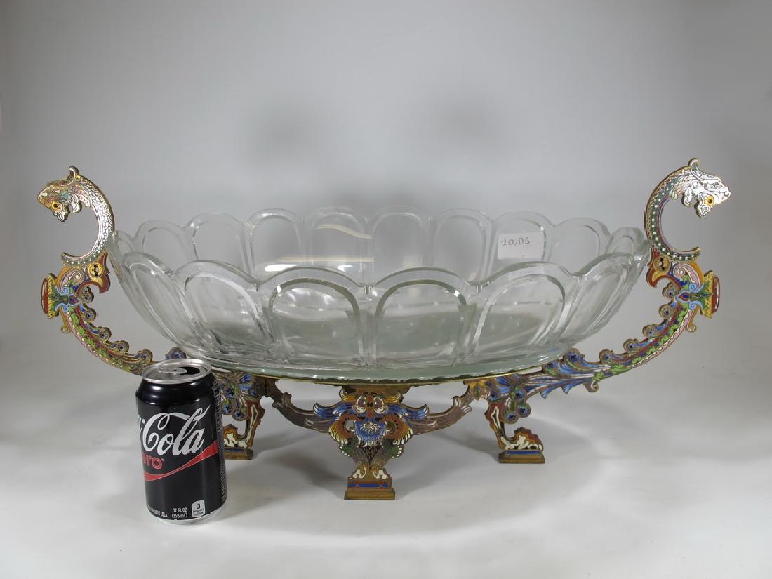 Antique Oriental bronze cloisonne & glass centerpiece (1 of 7)